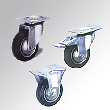 Roller Bearing Industrial Castor with Black Rubber Wheel